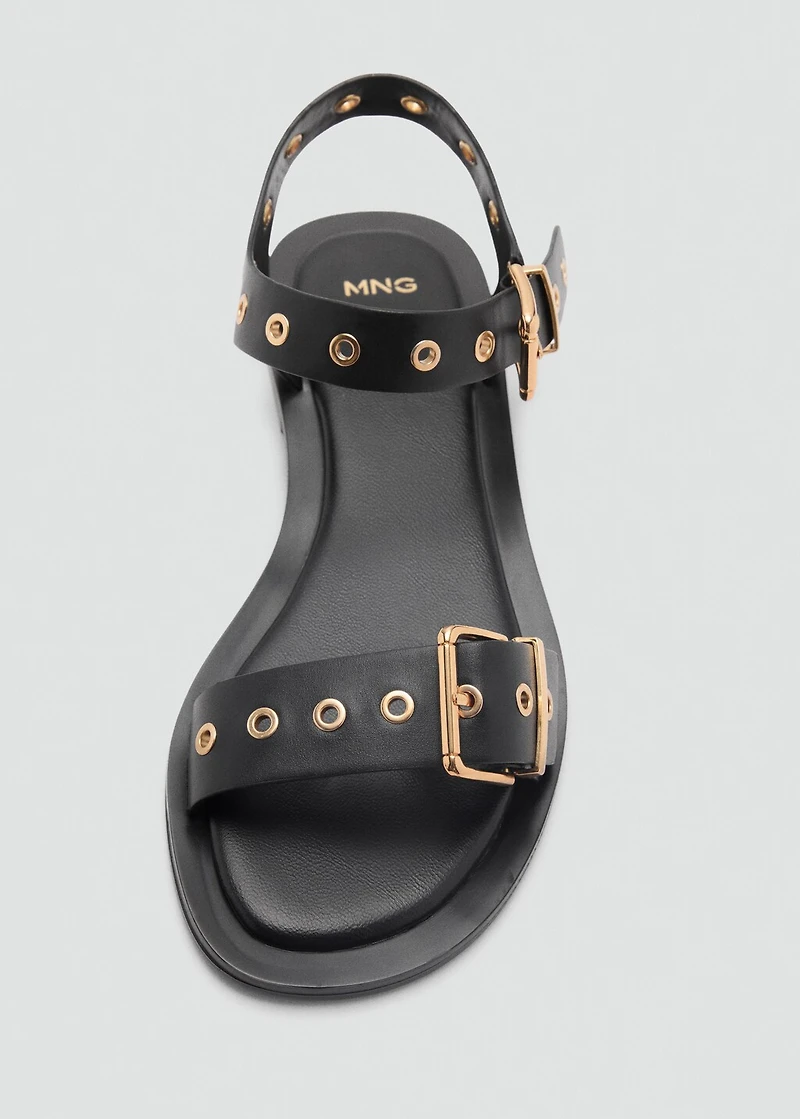 Strap sandals with buckles and eyelet details