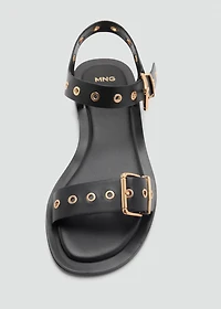 Strap sandals with buckles and eyelet details