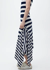 Asymmetrical striped knitted skirt