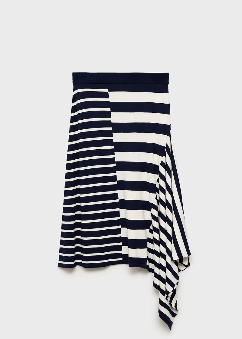 Asymmetrical striped knitted skirt