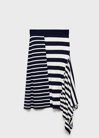 Asymmetrical striped knitted skirt