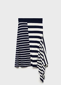 Asymmetrical striped knitted skirt