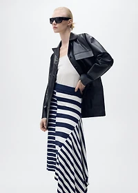 Asymmetrical striped knitted skirt