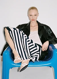 Asymmetrical striped knitted skirt