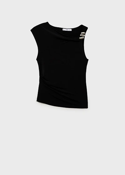 Asymmetrical top with metallic appliqué