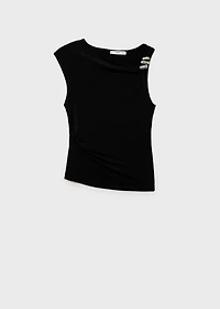 Asymmetrical top with metallic appliqué