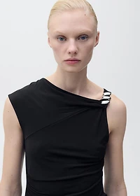 Asymmetrical top with metallic appliqué