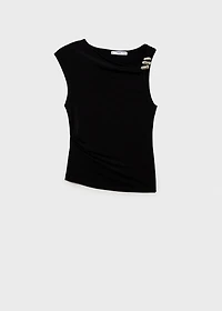 Asymmetrical top with metallic appliqué