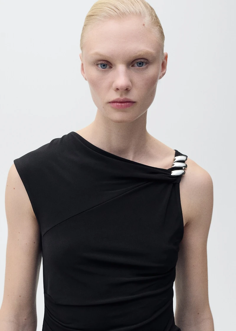 Asymmetrical top with metallic appliqué