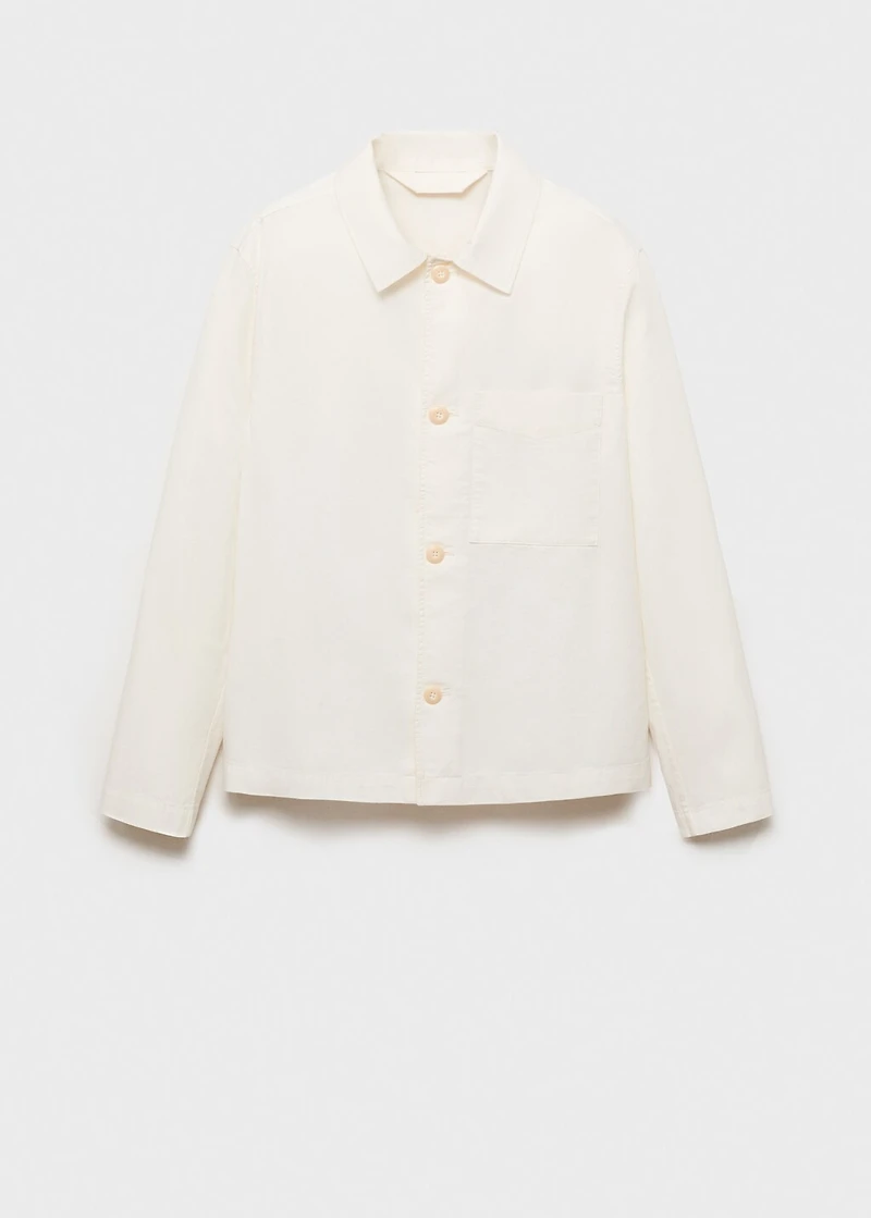 Linen-cotton overshirt with pocket