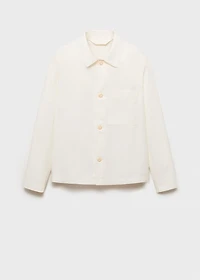 Linen-cotton overshirt with pocket