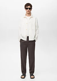 Linen-cotton overshirt with pocket