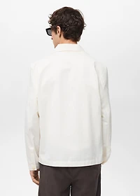 Linen-cotton overshirt with pocket
