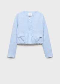 Cropped linen jacket with pockets
