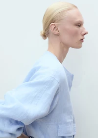 Cropped linen jacket with pockets