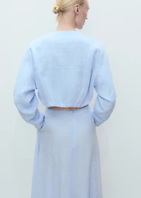 Cropped linen jacket with pockets