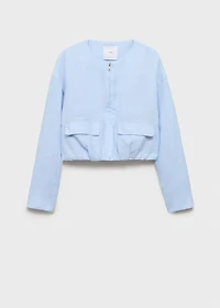 Cropped linen jacket with pockets