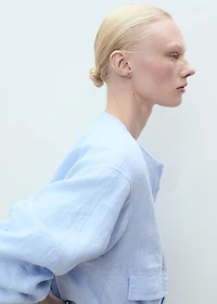 Cropped linen jacket with pockets