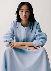 Cropped linen jacket with pockets