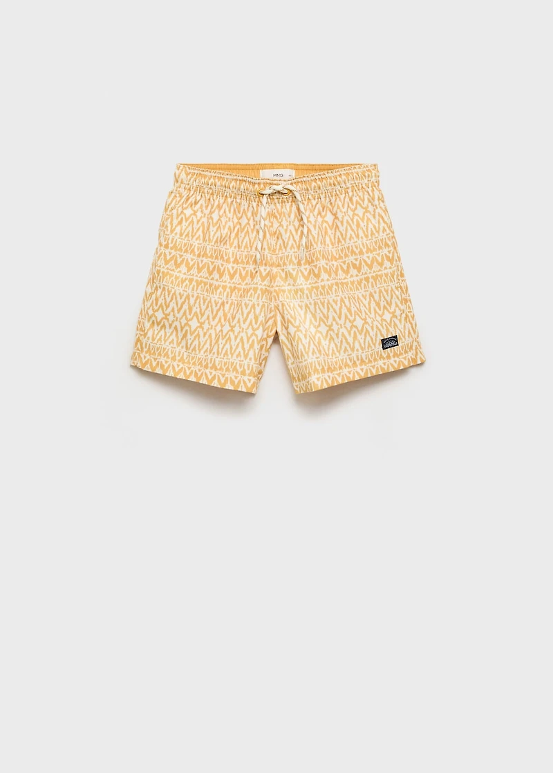 Printed swimsuit with drawstring