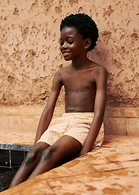 Printed swimsuit with drawstring