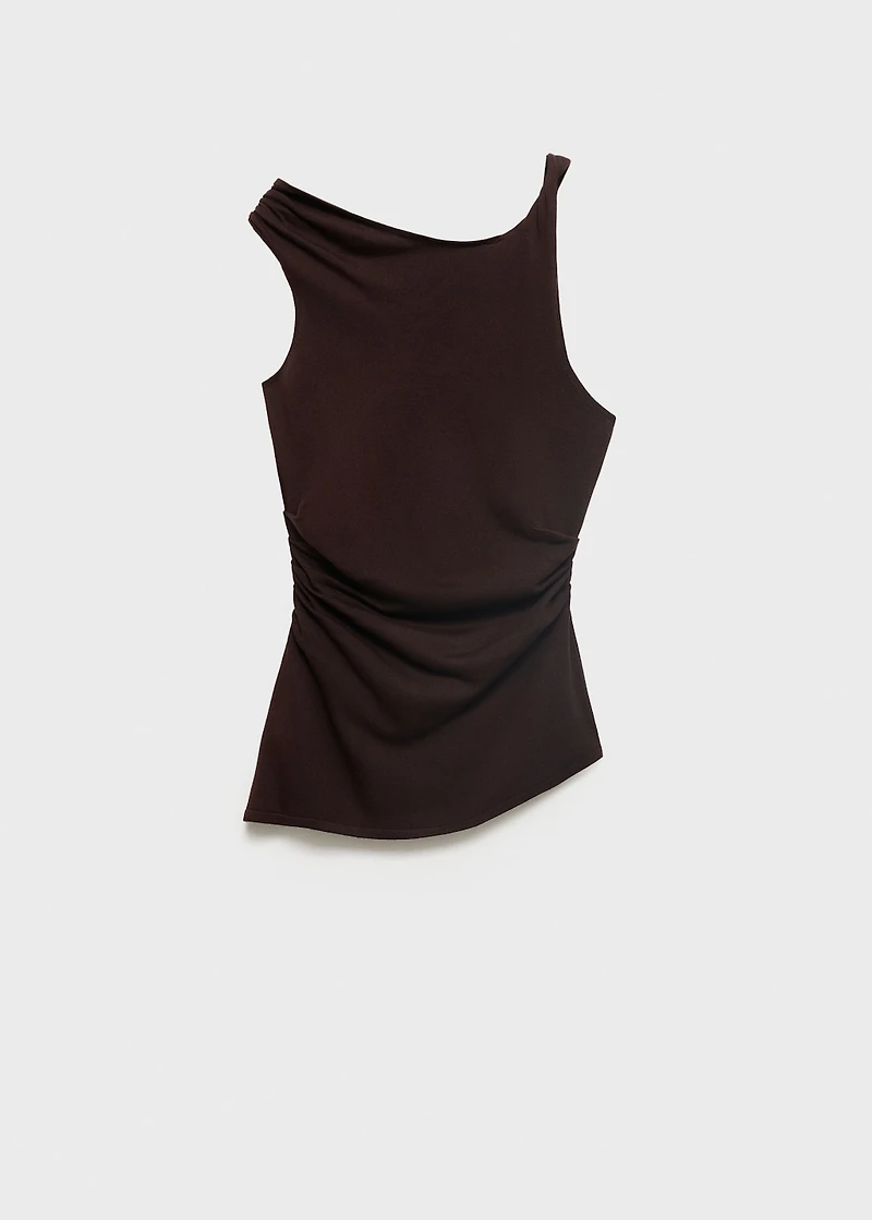 Asymmetrical fine-knit top