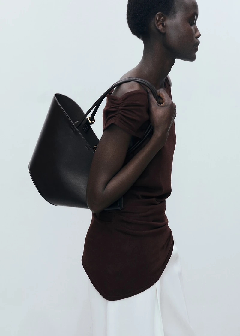 Asymmetrical fine-knit top