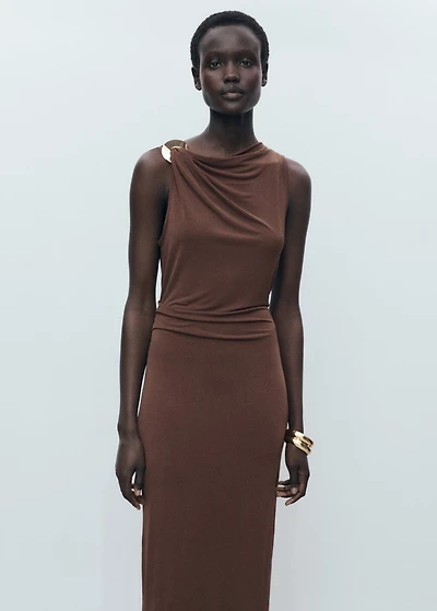 Draped dress with metallic detail