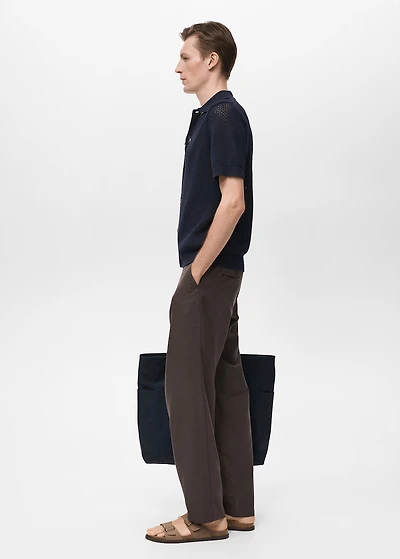 Openwork knitted cotton shirt