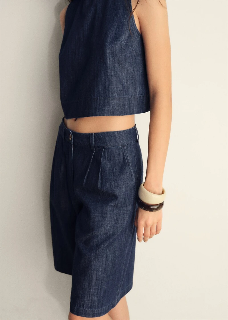 Straight-fit rinse-wash denim bermuda shorts