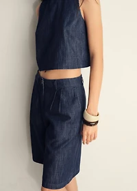 Straight-fit rinse-wash denim bermuda shorts