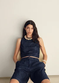 Straight-fit rinse-wash denim bermuda shorts