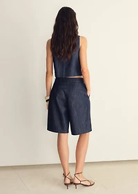Straight-fit rinse-wash denim bermuda shorts