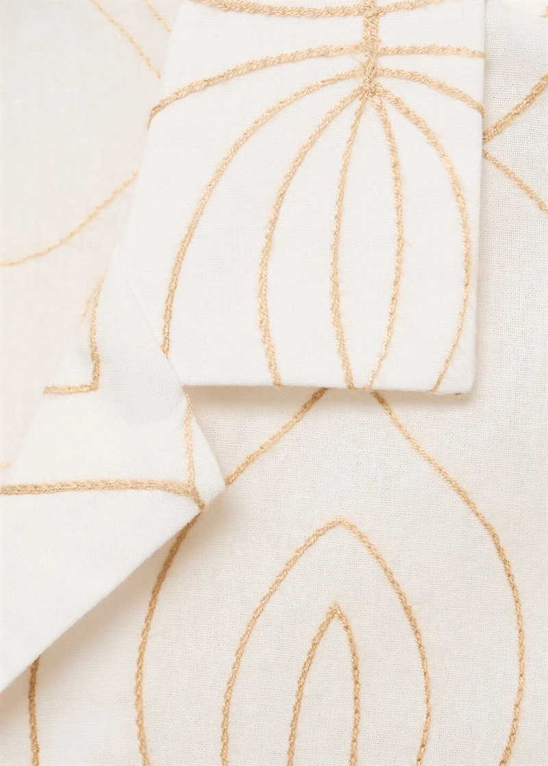 Shirt with embroidered bowling collar