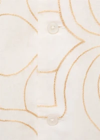 Shirt with embroidered bowling collar