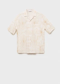 Shirt with embroidered bowling collar