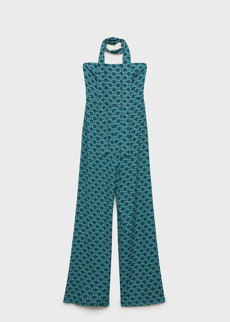 Printed jumpsuit with bow