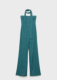 Printed jumpsuit with bow