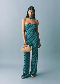 Printed jumpsuit with bow