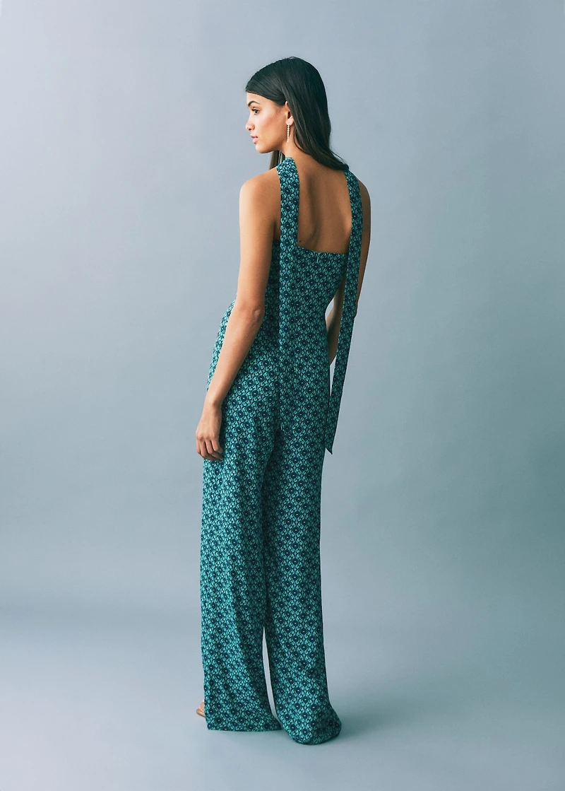 Printed jumpsuit with bow