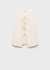 Linen-blend top with bow