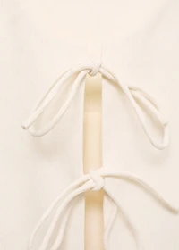 Linen-blend top with bow