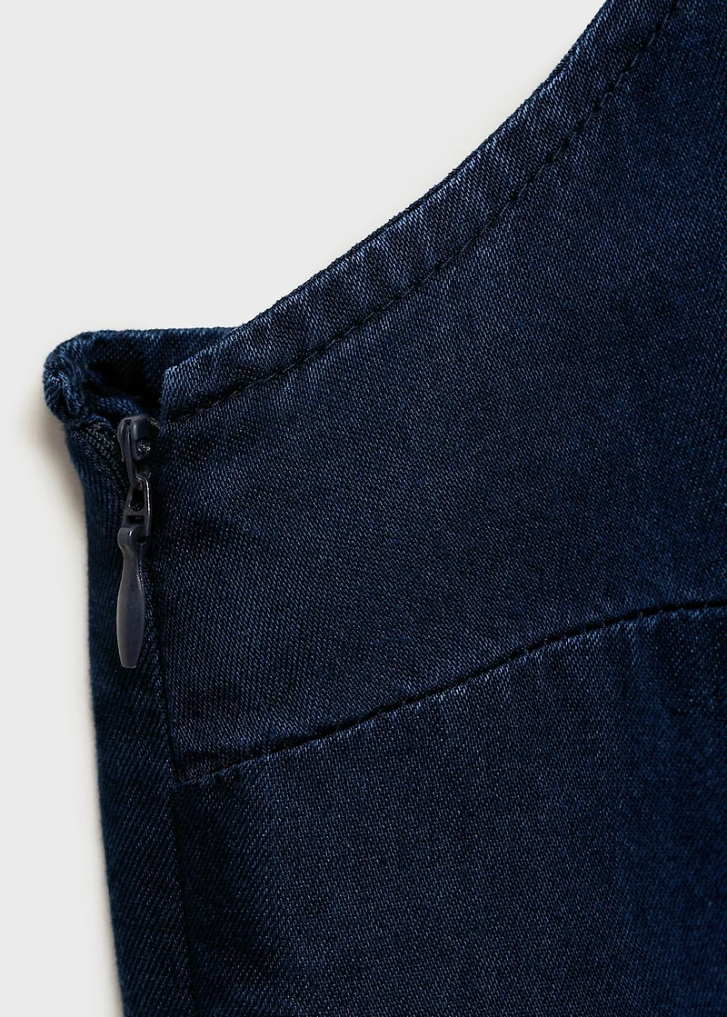 Denim-effect top with gathered side