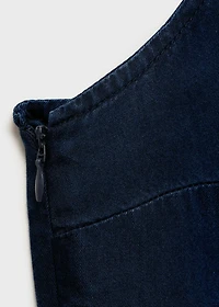 Denim-effect top with gathered side