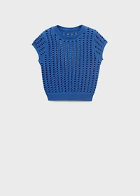 Short-sleeved crochet sweater