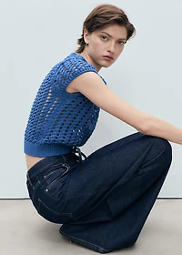 Short-sleeved crochet sweater