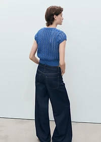 Short-sleeved crochet sweater