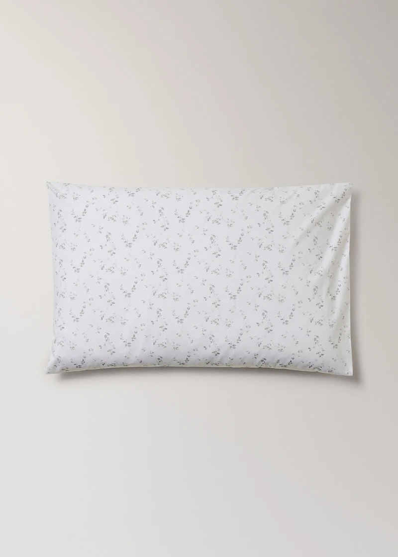 Two percale cotton floral pillowcases 50x75 cm