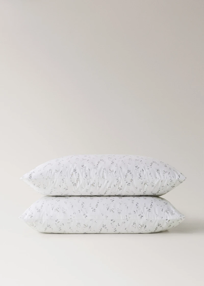 Two percale cotton floral pillowcases 50x75 cm