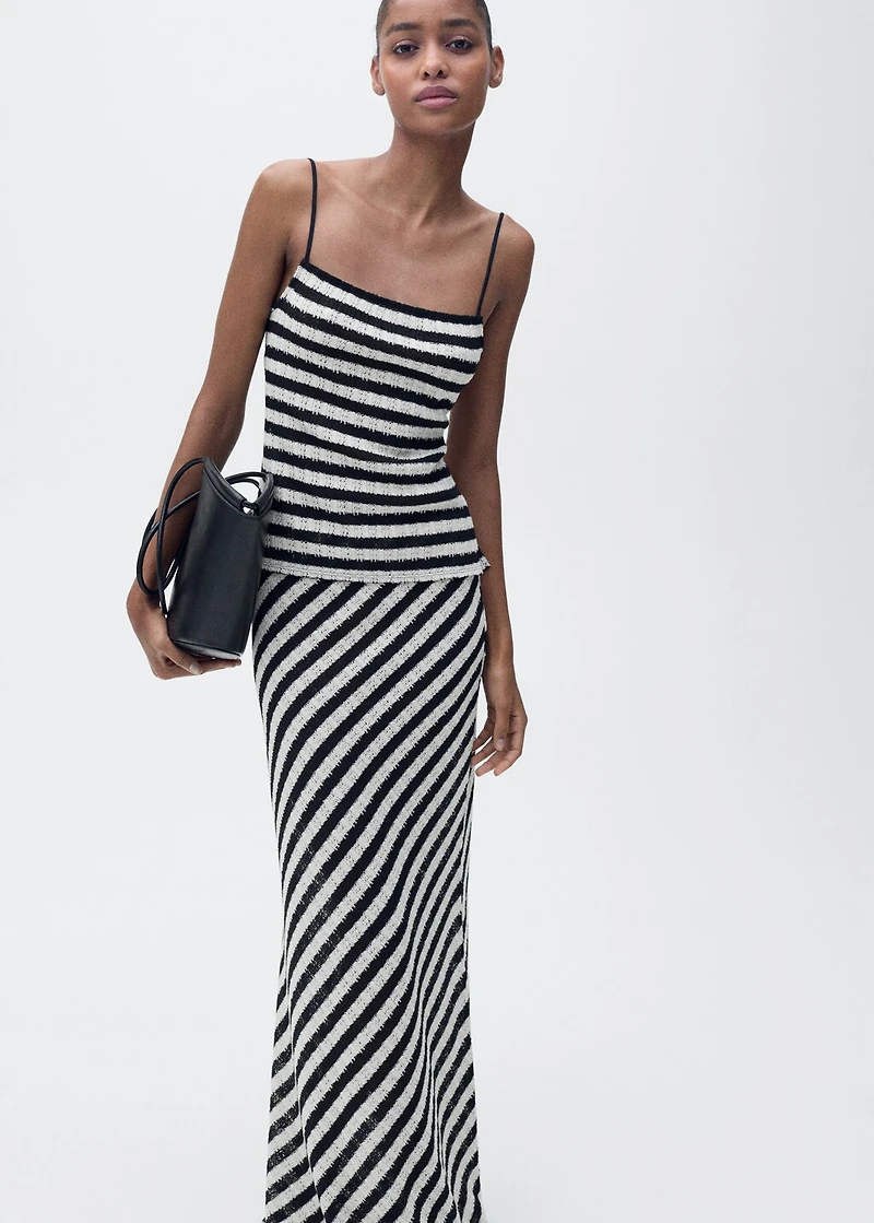 Striped knitted fitted top